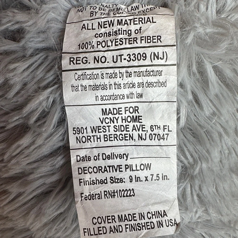 Gray Faux Fur Decorative Pillow - Picture 3 of 3